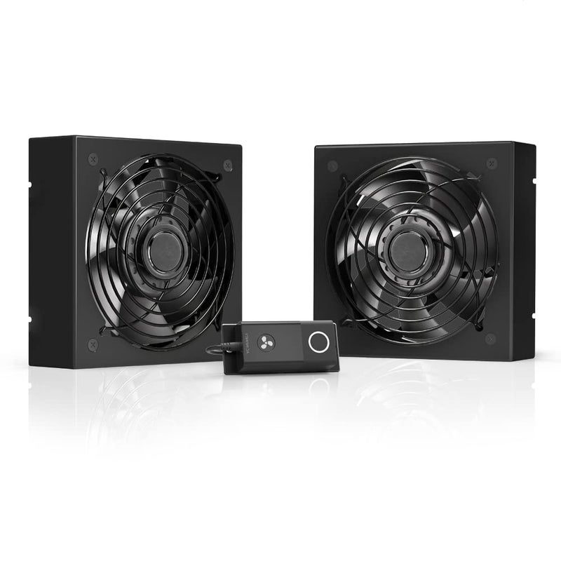 AC Infinity مجموعة مروحة سقف AC Infinity، مروحتان هادئتان مع وحدة تحكم في السرعة، لتبريد أجهزة AV، مسرح المنزل، الشبكات 19 بوصة - Image 1